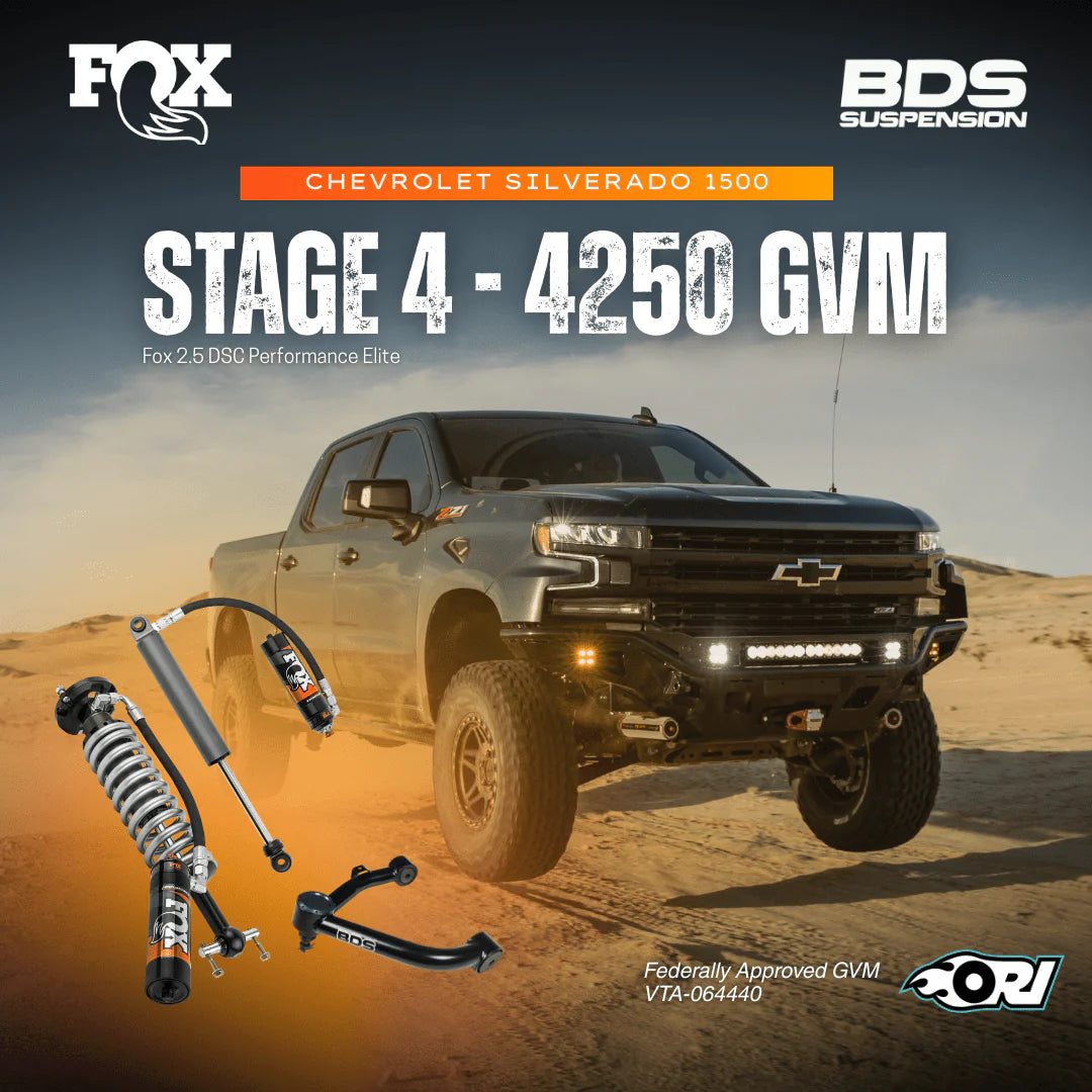 ORI Stage 4 GVM Upgrade Package – Chevrolet Silverado 1500 LTZ & ZR2 (4250 KG GVM | FOX Performance Elite | BDS UCAs | ORI Leaf Packs | SSM Approved)